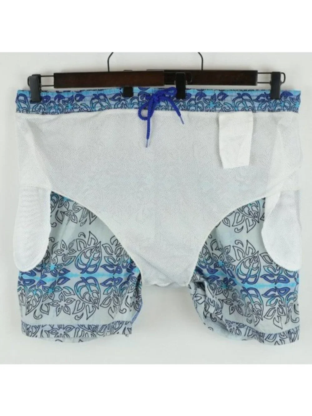 Sand And Sun Men's Extra Large Blue Ombre Tropical Leaf Quick Dry Swim Trunks